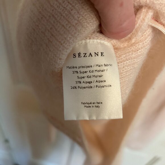 Sezane Cream Light Pink V-Neck Sweater - Picture 7 of 7